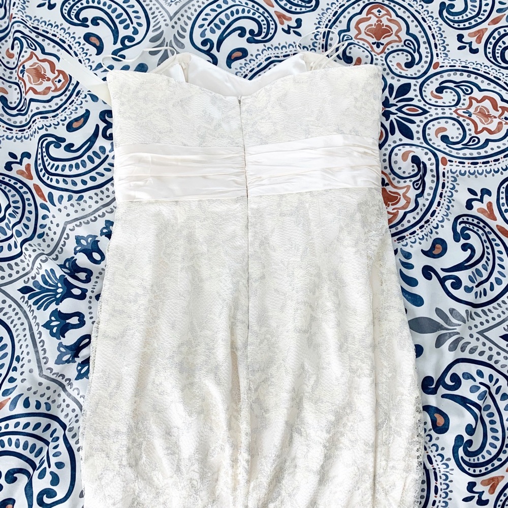 NWT Badgley Mischka Collection ivory lace strapless wedding dress 4 - Picture 3 of 11